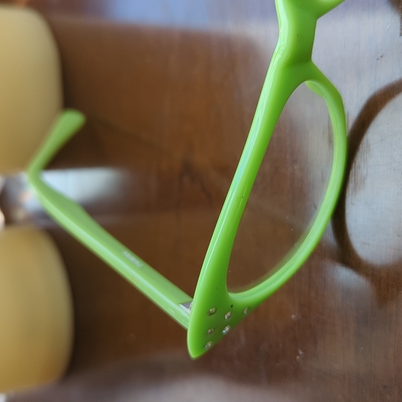 Chartreuse Retro Cat Eye Rhinestone Glasses - Picture 4 of 5